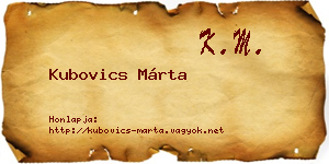 Kubovics Márta névjegykártya