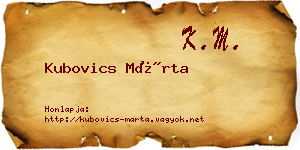 Kubovics Márta névjegykártya