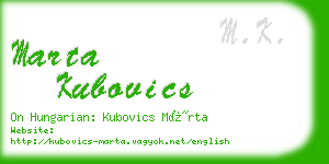 marta kubovics business card
